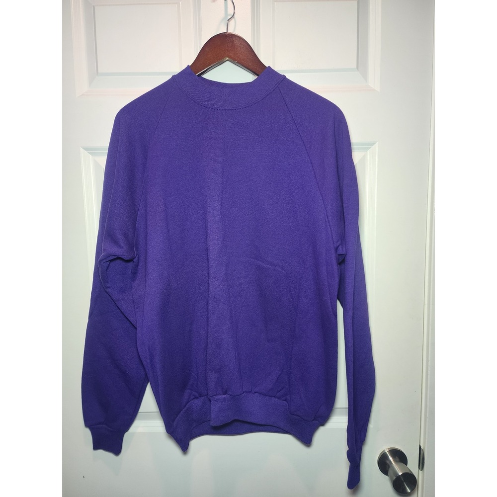 Vintage 80s Jerzees Blank Sweatshirt Purple Made in USA Raglan XL Mens
